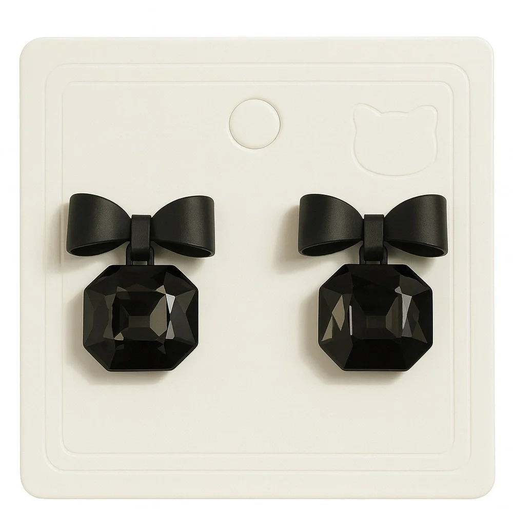 Chic Black Bow Earrings - Picture 4 of 4
